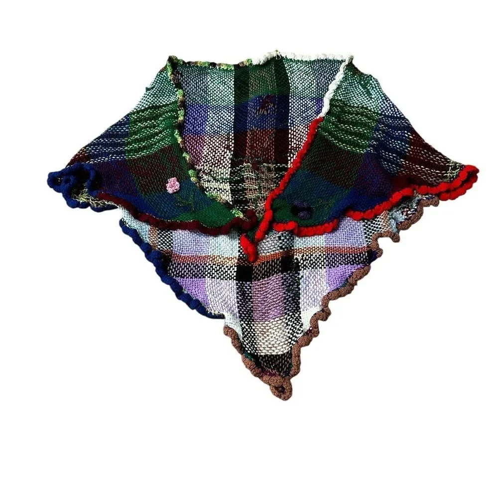 Handmade Boho Granny Core Woven Crochet Patchwork Shawl Wrap